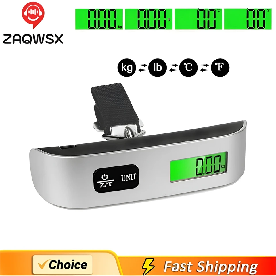 Prenosný rozsah Digitálny LCD displej 110lb/50 kg Elektronická batožina Závesný kufr Cestovanie Váži náradie BAGGAITH BAG HVETKÉ