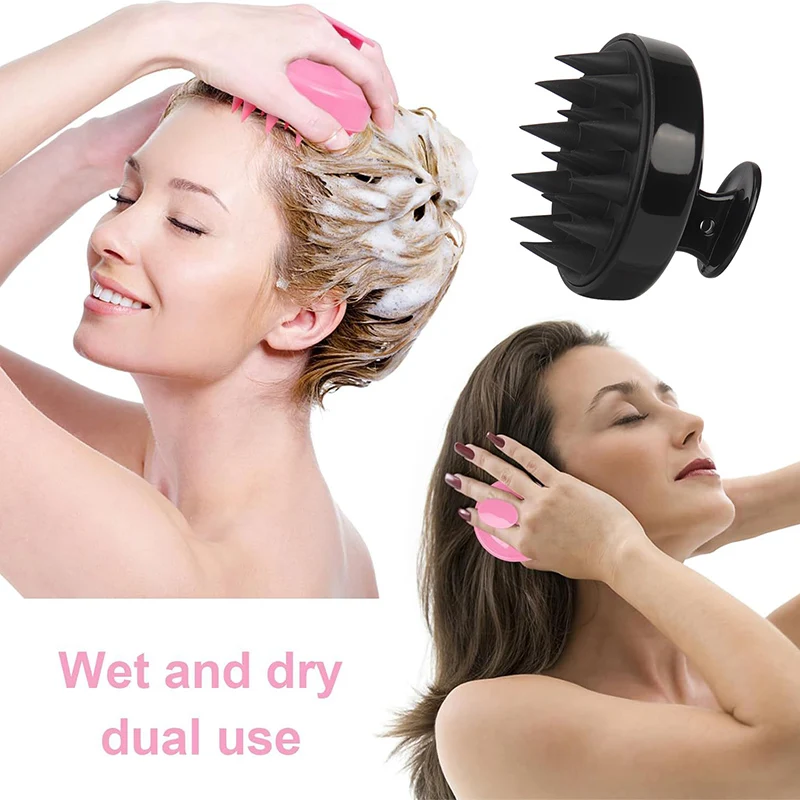 Prenosný silikónový šampón kefka Kefka Ručne s mäkkým mäsom Kúpeľ Masáž kefy Hair Massager Hrebeň pre čistý rast pokožky hlavy