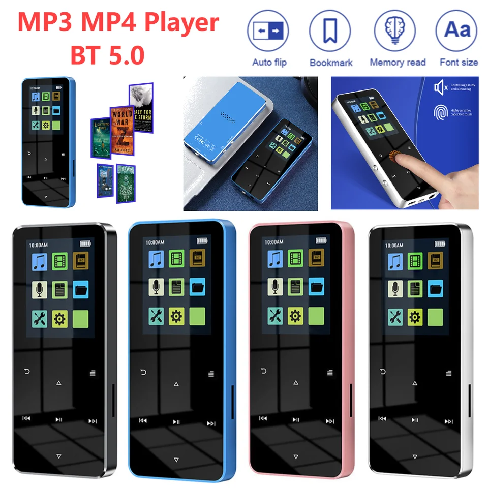Prenosný TFT MP3 MP4 Player 1,8 palca Walkmen Type-C Bluetooth 5.0 Kompatibilné e-knihy nahrávanie športového mp5 FM Radio Music Player Player