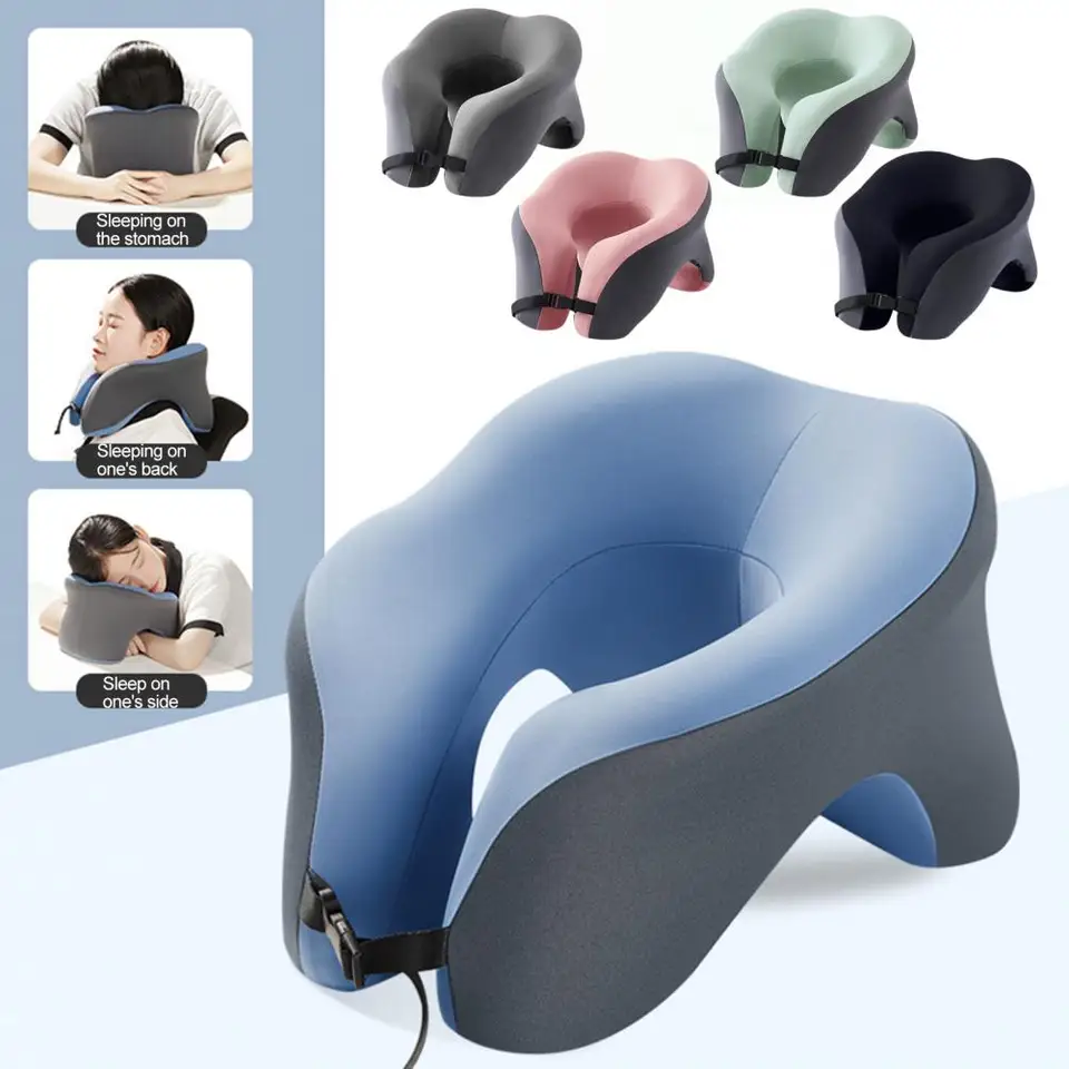 Prenosný vankúš na podporu cestovného krku s skladovacím vreckom ergonomický dizajn mäkký ľahko prenášajúci vankúš na krk