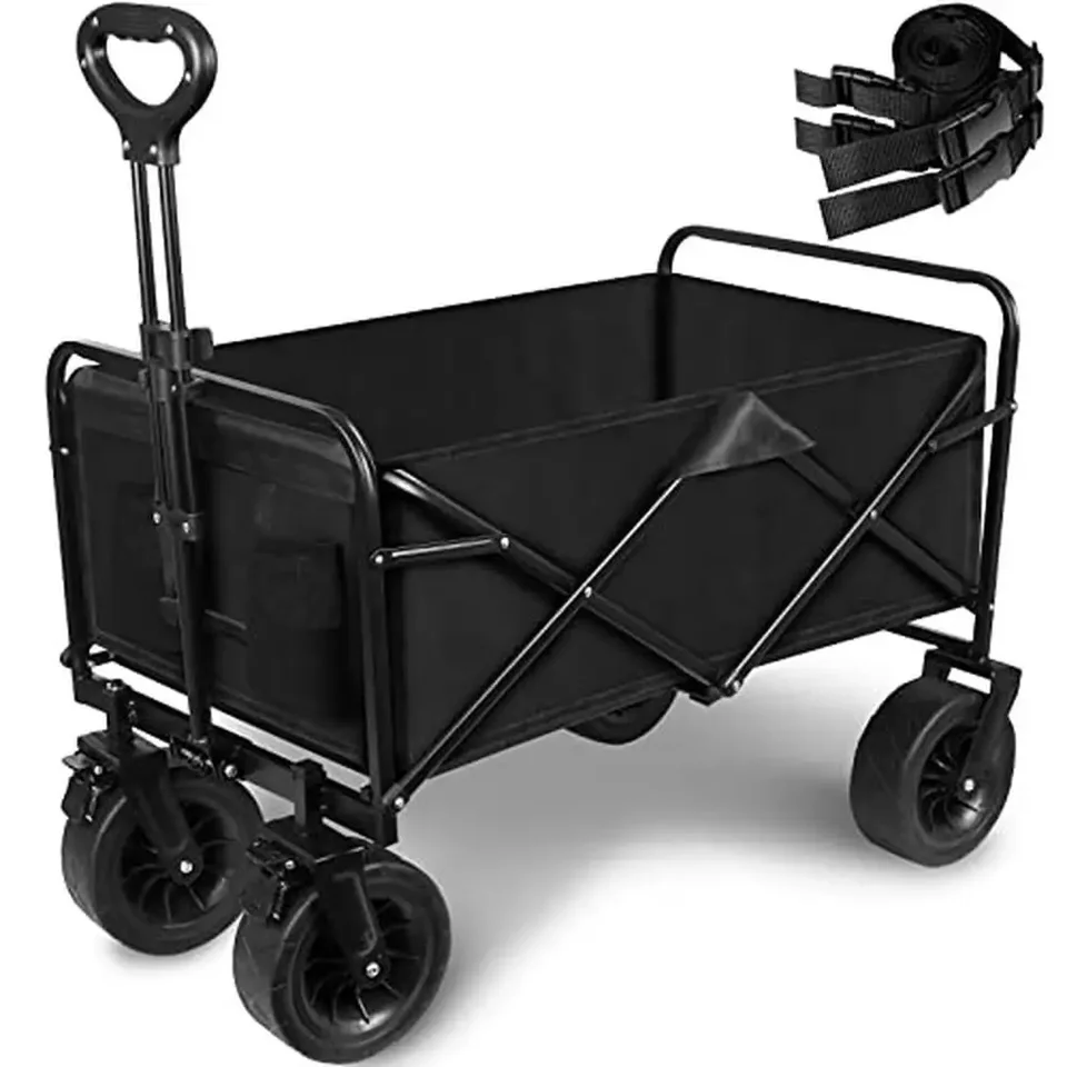 Prenosný vonkajší záhradný vozeň s odolným kovovým rámom a kolesami All-Terrain