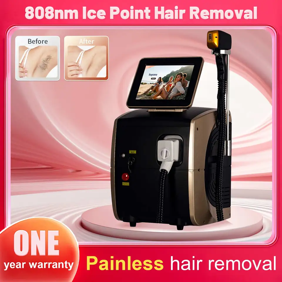 Prenosný vysokovýkonný chladiaci ľad Triple Laser 755 808 1064 Demontáž na vlasy