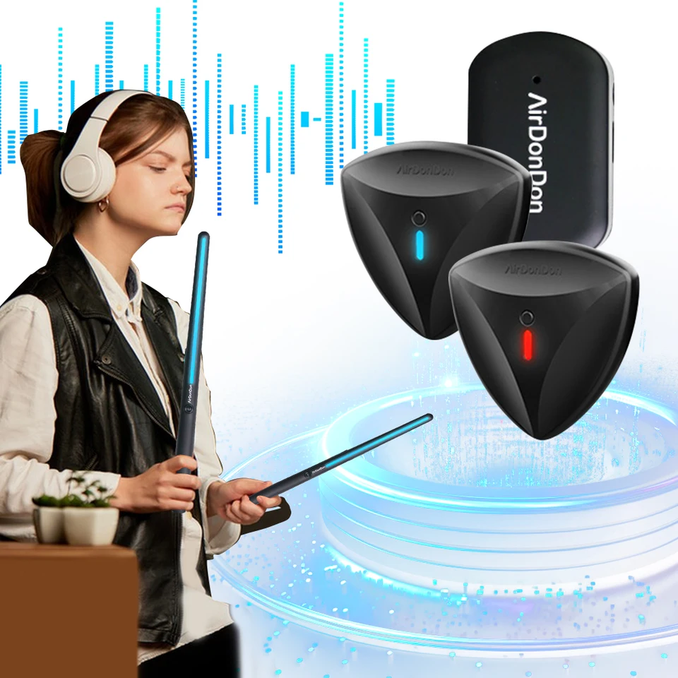 Prenosný vzduchový bubnový súbor vzduchových elektronických bubnových tyčiniek Bluetooth kompatibilné virtuálne bubnové tyčinky Elektronický bubon Set pre deti dospelých