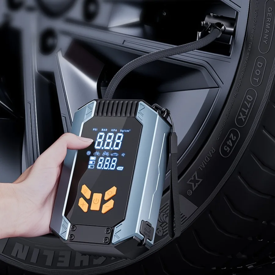 Prenosný vzduchový nafukovač prenosný vzduchový kompresor pre autá pneumatiky 150 psi prenosné čerpadlo na bicykle s pneumatikou s pneumatikami s LCD Scree