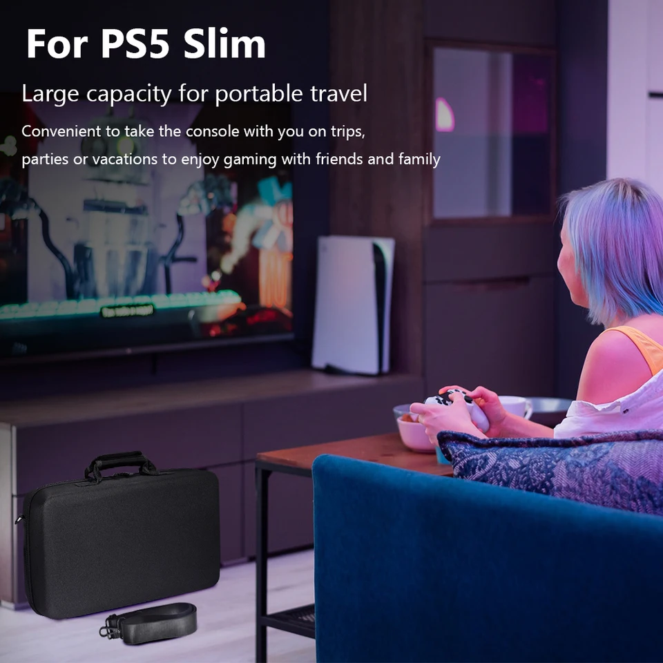 Prenášanie puzdra proti škrabaniu tvrdé puzdro s ramenným popruhom prenosný úložný vrecko pre PS5 Slim for PS5 Slim Console Controller