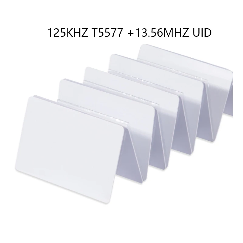Prepisovateľné T5577+UID, RFID Chip T5577, 125 kHz+13,56MHz UID, prázdny preukaz totožnosti, duálny čip pre kopírovanie, klon, záložný kópia