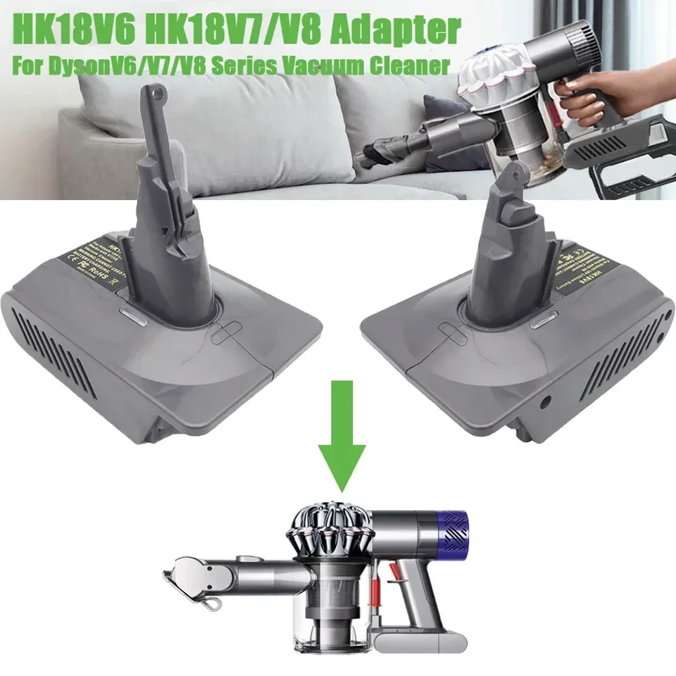 Prevodník adaptéra HK18V6 HK18V7 V8 pre HITACHI pre Hikoki BSL1830 1860 18V lítium -iónovej batérie pre vysávač Dyson V6 V7 V8