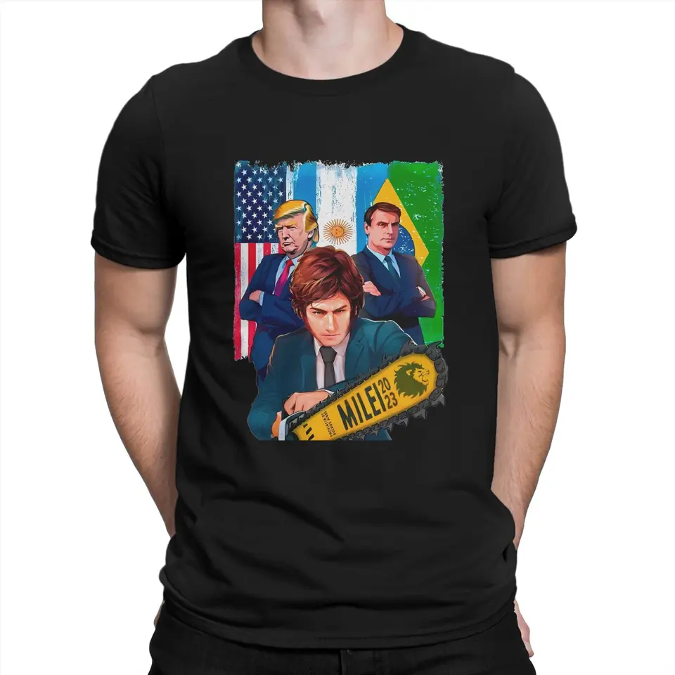 Prezident 2023 Donald Trump Jair Bolsonaro Make America Great Again Tirts Javier Milei Cool Tees krátke rukávy o krk tričko