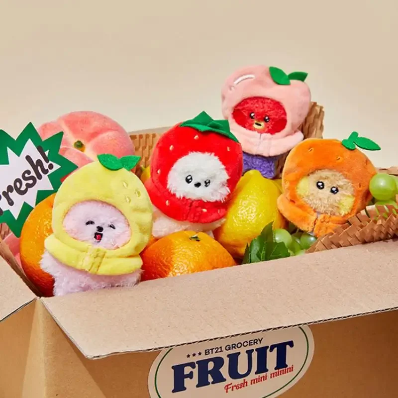 Priatelia linky BT21 Kawaii Mang Cooky Koya RJ Chimmy Anime Minini Fruit Series plyšové hračky Hračky Karika