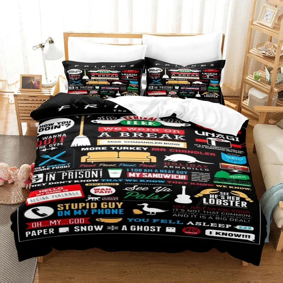 Priatelia posteľná sada, priatelia Forever Duvet Cover, Friends Movie Cover Set pre ženy Men Priatelia Darčeková spálňa Decor Decor