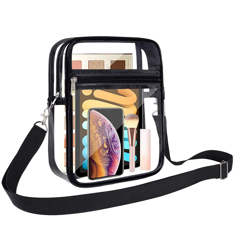 Priehľadná krížová taška PVC Clear Concert Sports Sports One Bag Messenger Bag s nastaviteľným zipsom