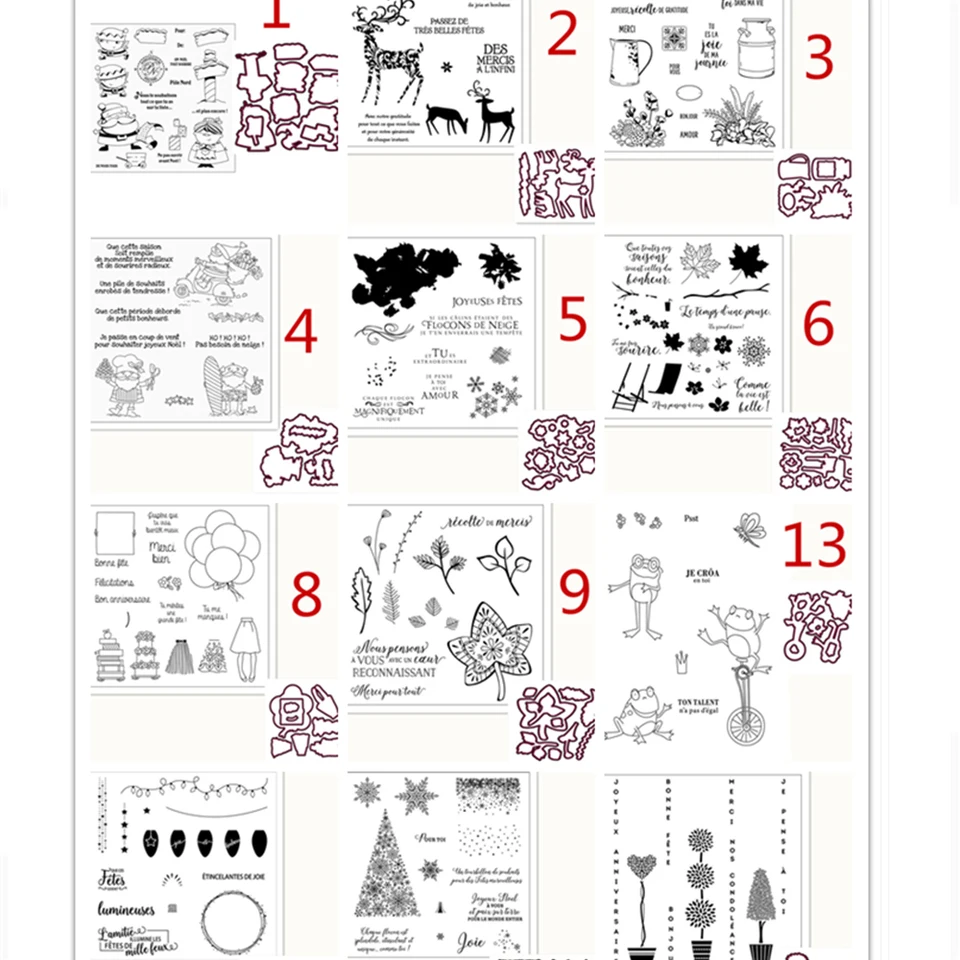 Priehľadná silikónová pečiatka a rezanie kovov Die pre DIY Scrapbooking, Francúzsky textový vzor, ​​nový papierový karta, remeslo
