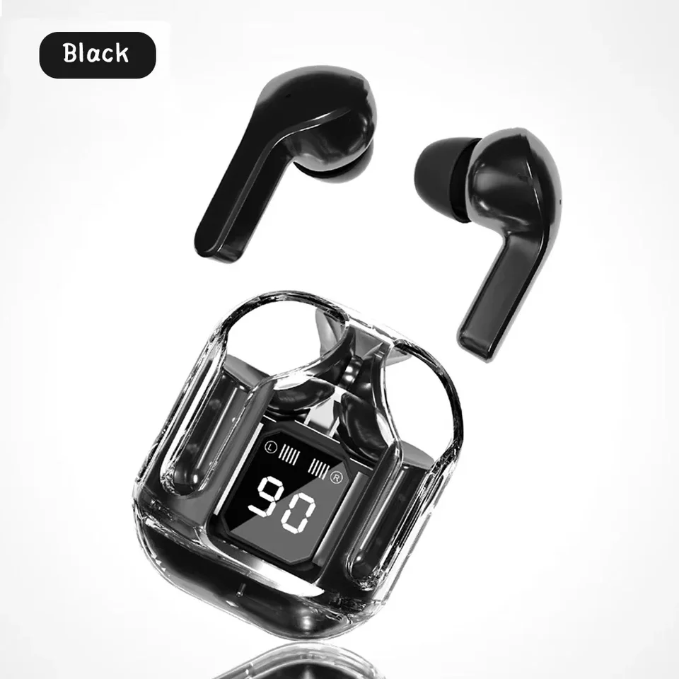 Priehľadné bezdrôtové bezdrôtové bluetooth na uši