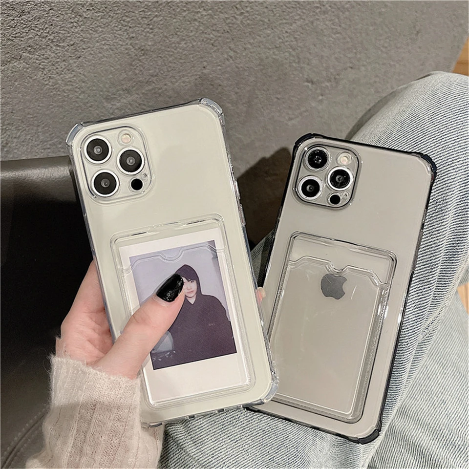 Priehľadné držiak na držiak na držiaky na sloty pre sloty pre Samsung A54 A34 S23 S22 Ultra A52 A52S A12 A51 A32 A72 A71 A50 A50 A22 Mäkký kryt peňaženky