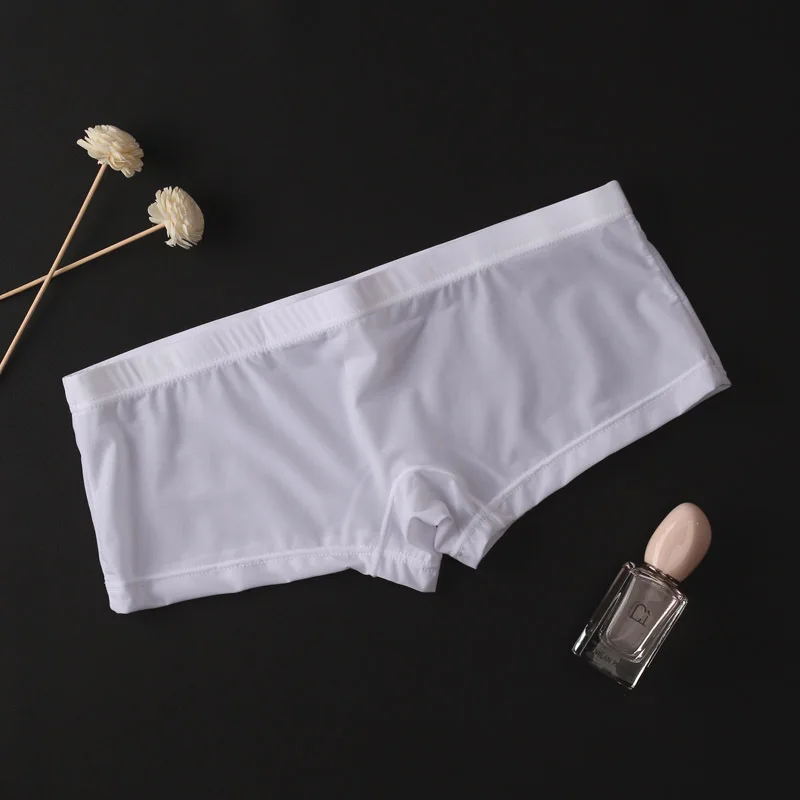 Priehľadné muži sexy bezšvové spodné nohavice boxery Mužské hodvábne sklzy Homme nohavičky malé boxerové šortky