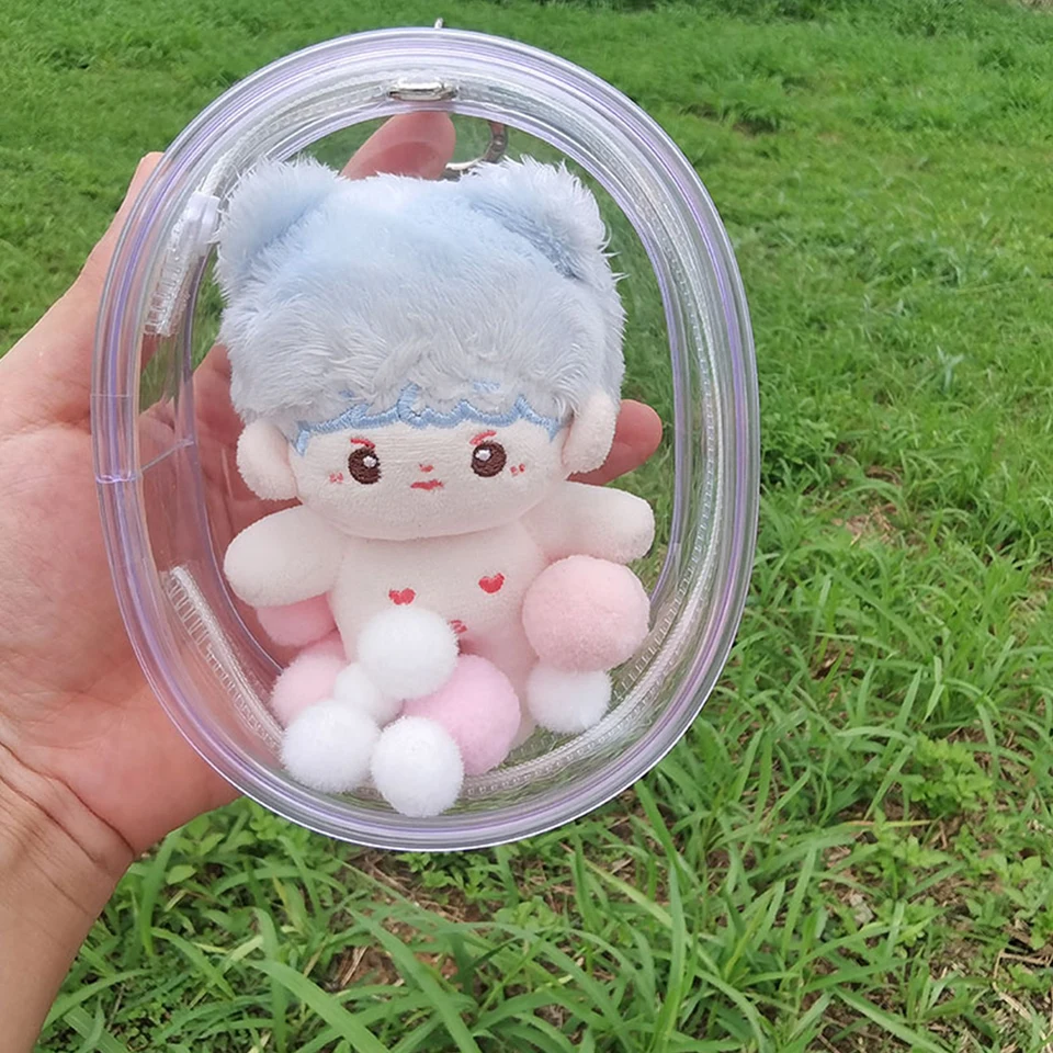 Priehľadné plyšové bábiky skladovacie puzdro Kľúčenka vrecko na ukladanie vrecka záhadný box Organizátor box taška pre bábiky pre bábiky zahusťuje peňaženku keychain