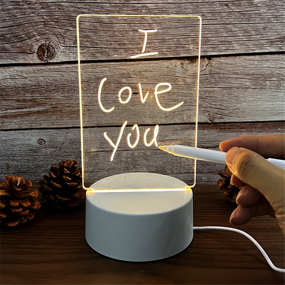 Priehľadné svetelné LED nočné svetlá USB Luminát Akrylové nočné svetlo Vymazanie zápisu Disčeka Kalendár Desktopové ozdoby