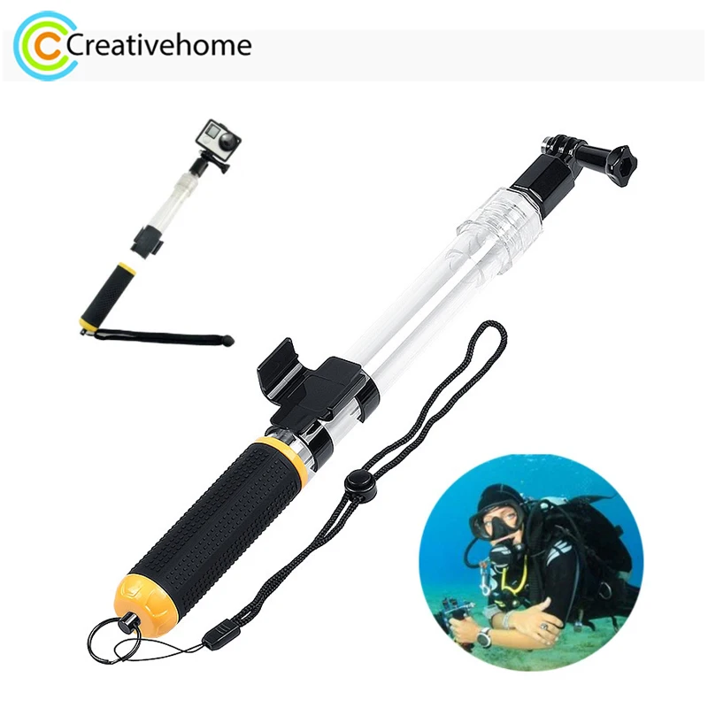 Priehľadné zatiahnuteľné selfie selck ručné vztlak pre gopro hero12 hrdina11 hero10 9 8 7 6 5, dĺžka: 36 cm-61cm