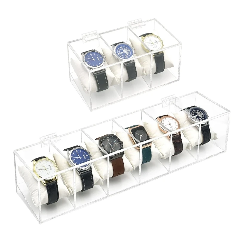 Priehľadný držiak hodiniek Clear Wristwatch Acryl Display Box s mäkkými vankúšmi
