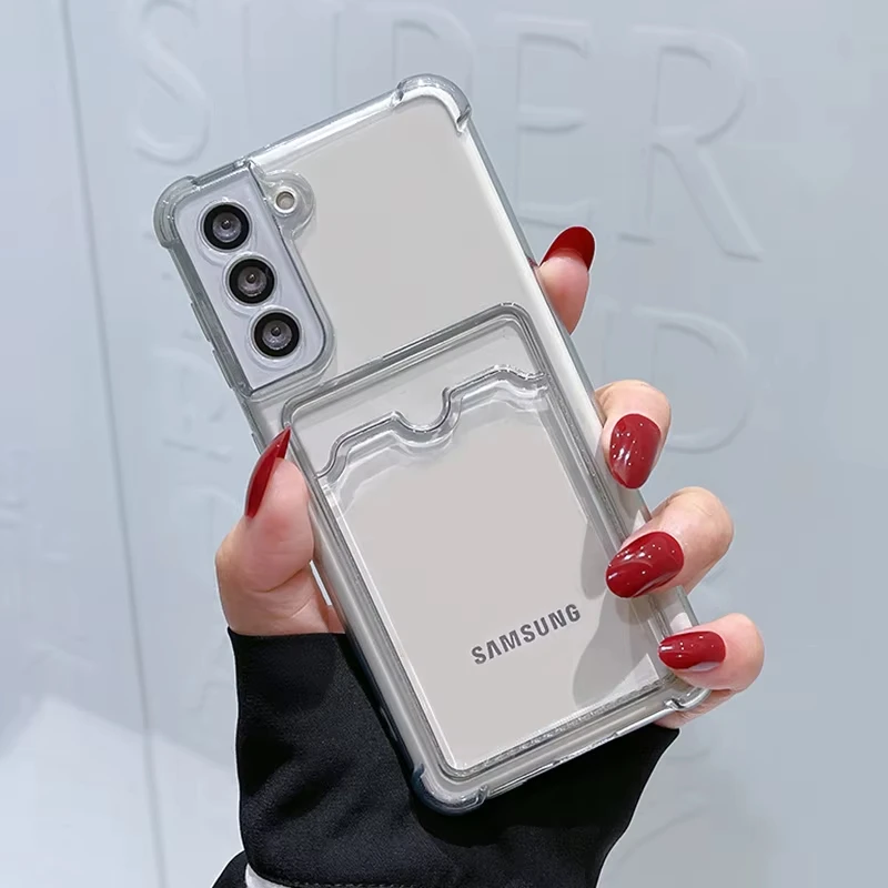 Priehľadný prípad držiaka kariet pre Samsung Galaxy S24 Ultra S22 S23 Plus S21 S20 Fe A13 A14 A34 A22 A32 A52 A33 A55 A54 A54 A53 5G 5G 5G