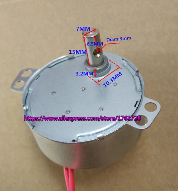 Priemer hriadeľa 7 mm, TYC50 50TYZ AC 12V 4W 5 orpm, 10 orpm, 20 orpm Permanentný magnet synchrónny motor CW/CCW AC Gear Motor ~