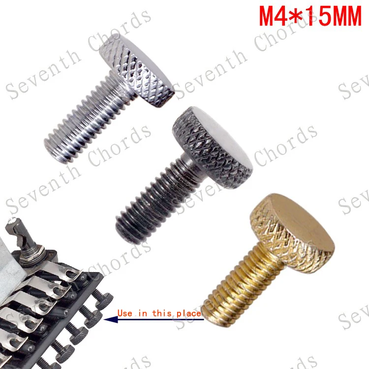 Priemer závitu 6 ks 4 mm, rozstup 0,7 mm tremolo most jemných ladiacich skrutiek pre elektrickú gitaru - chróm - čierne - zlato pre výber