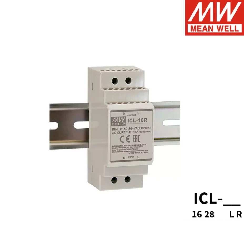 Priemerné napájacie napájanie ICL-16R AC Inrush Current Obmedzovač R: DIN Rail Typ L: Lineárny typ 180 ~ 264VAC/23A