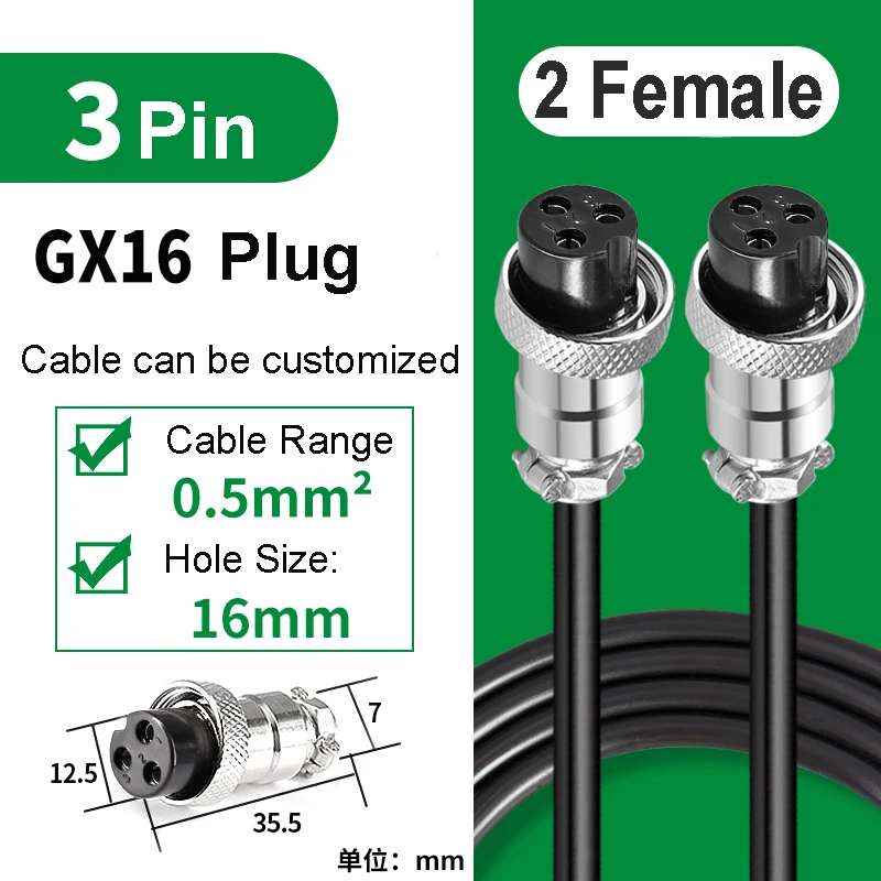 Priemyselný GX16 3M 5M predlžovací drôt Drôt na ženskú zásuvku M16 Elektrický konektor Power signálny kábel 2 3 4 5 6 7 8 9 10 PIN