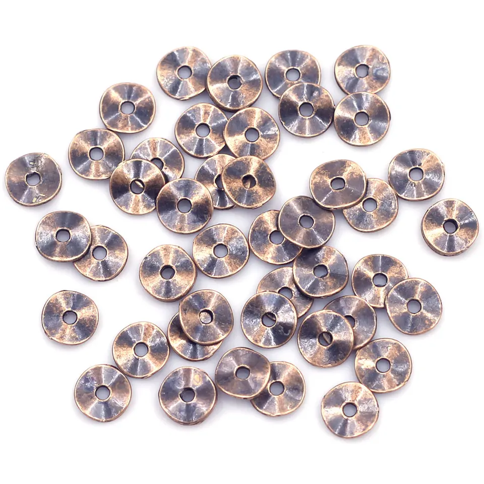 Priestrelné korálky Wave Round Tortuose Ring Copper tón pre kúzlo náramky šperky DIY nálezy 9 mm