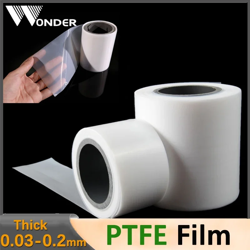 Priesvitný PTFE filmový list hrubý 0,03/0,05/0,08/0,1/0,2 mm vysoká teplota plasty plasty korózia odolná voči šírke 50/100 mm