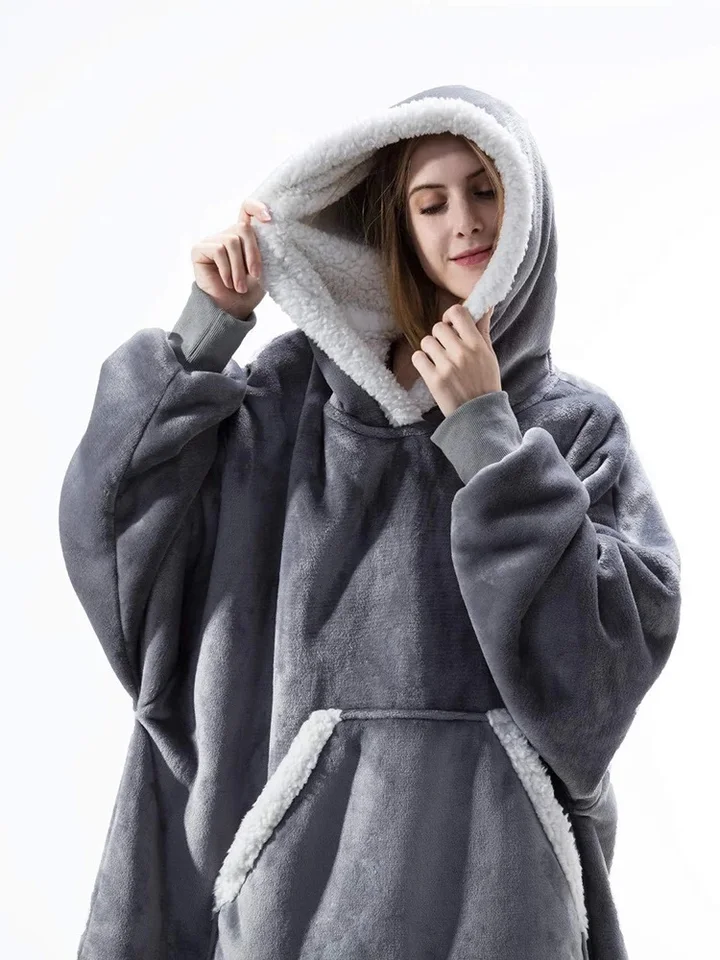 Prikrývka s rukávmi zimné dámske kapucňa vreckové televízor s kapucňou prikrývku mikina fleece