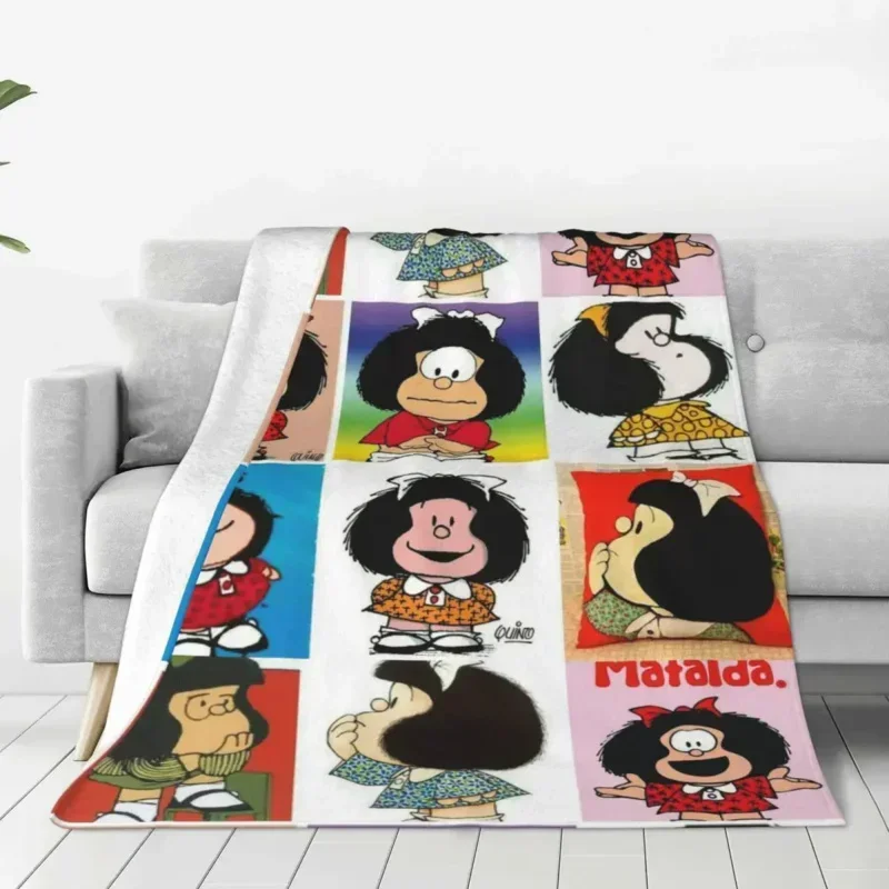 Prikrývky mafalda flanel letná klimatizácia karikatúra anime hodí prikrývku pre posteľ a plyšovú tenkú prikrývku pikniku prikrývku