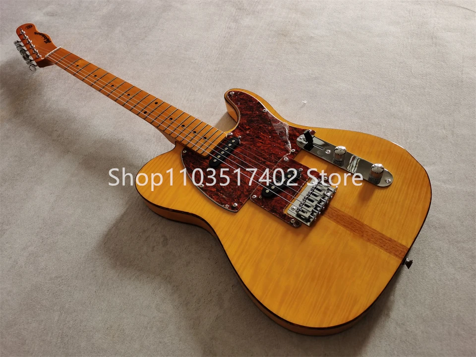 Prince HS Anderson & Hohner Mad Cat Amber Yellow Flame Maple Top Electric Guitar Red Pickguard & Body Breathing Guitar