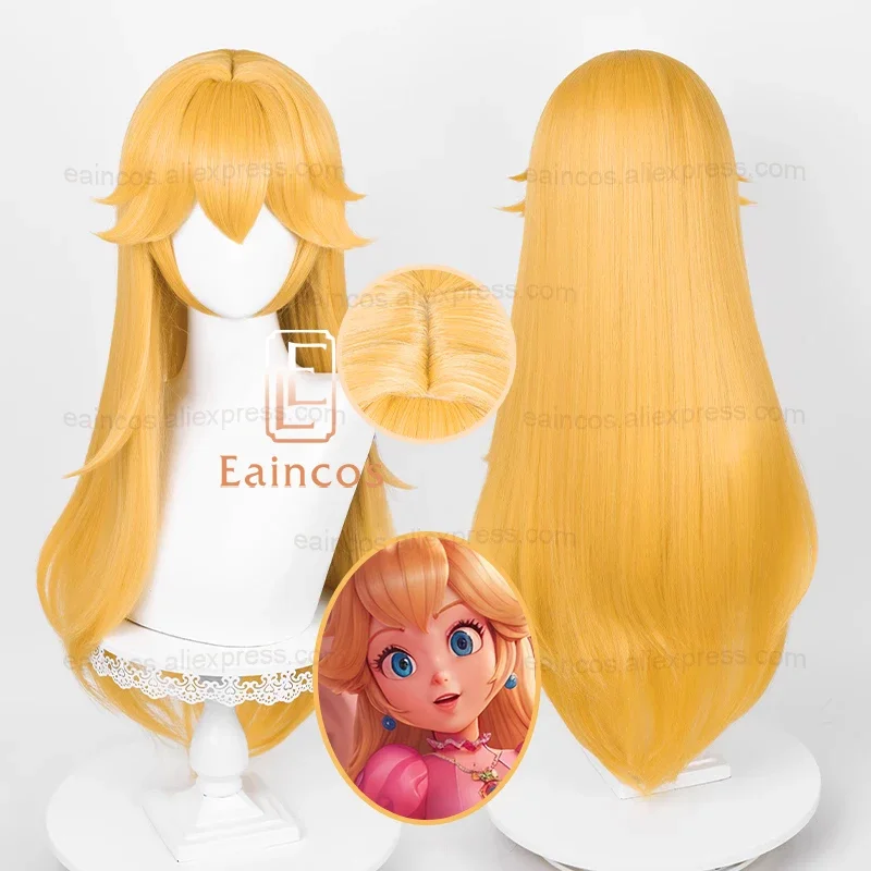 Princezná broskyňa Cosplay parochňa 75 cm dlhá rovná zlato žltá parochňa odolná voči Halloweenom Halloween Party SD2