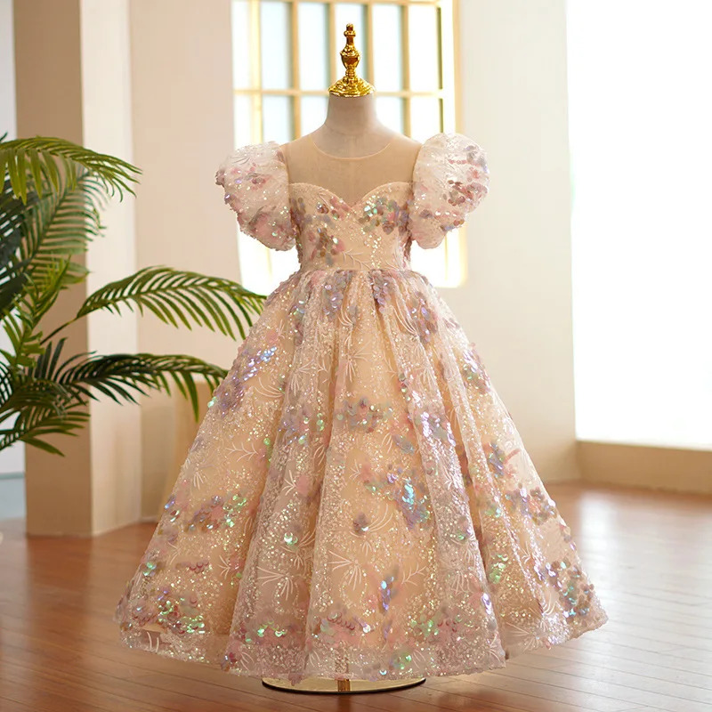 Princezná firmy Sparkle Flower Girl Dresses First Communion Dresses narodeniny vianočné darčeky svadobná oslava narodeninová show