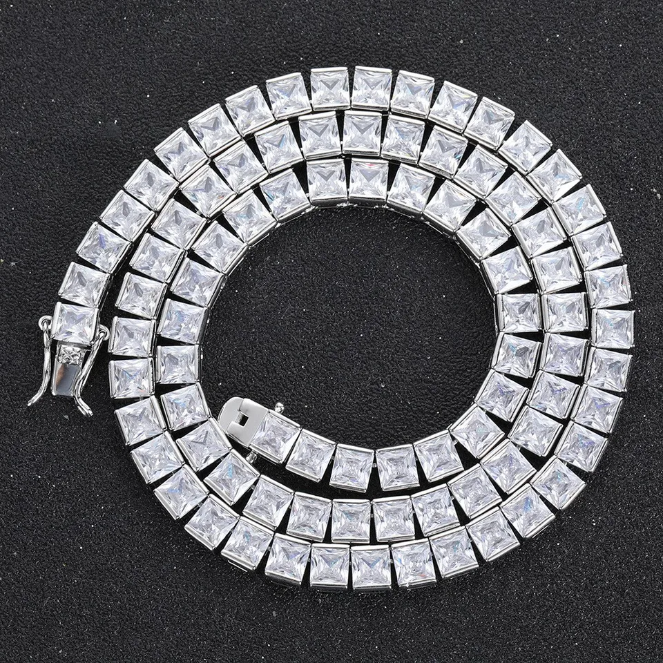 Princezná rez 4 mm laboratórny diamant náhrdelník biele zlato plné večierok Svadobné náhrdelníky pre ženy mužov