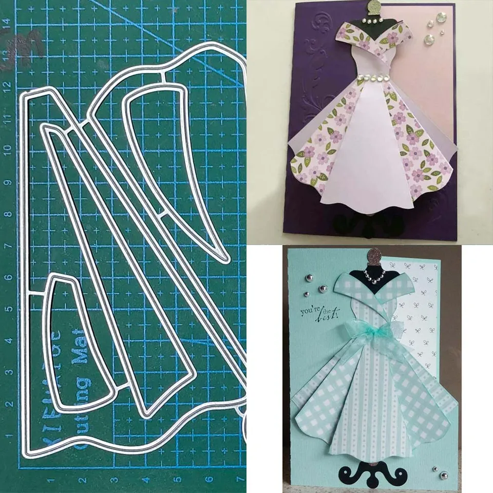 Princezná šaty kovové rezanie zomiera scrapbooking Nové remeselnícke vyrezanie reliéfová karta Výroba dekoratívnej šablóny