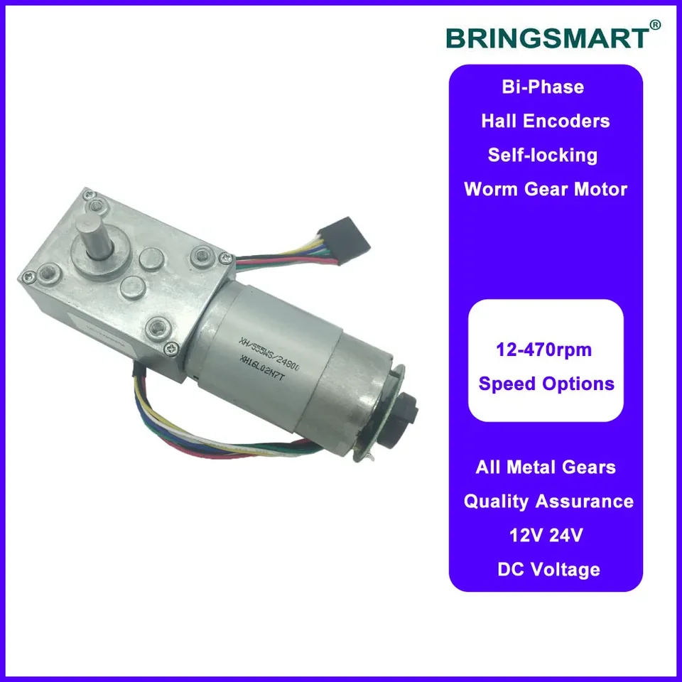 Prináša Motor A58SW-555B DC Worm Geed Motor s diskom s kódovacím diskom 12 V vysokom krútiacom momente Turbine Červový reduktor self-lock 24V Prispôsobený