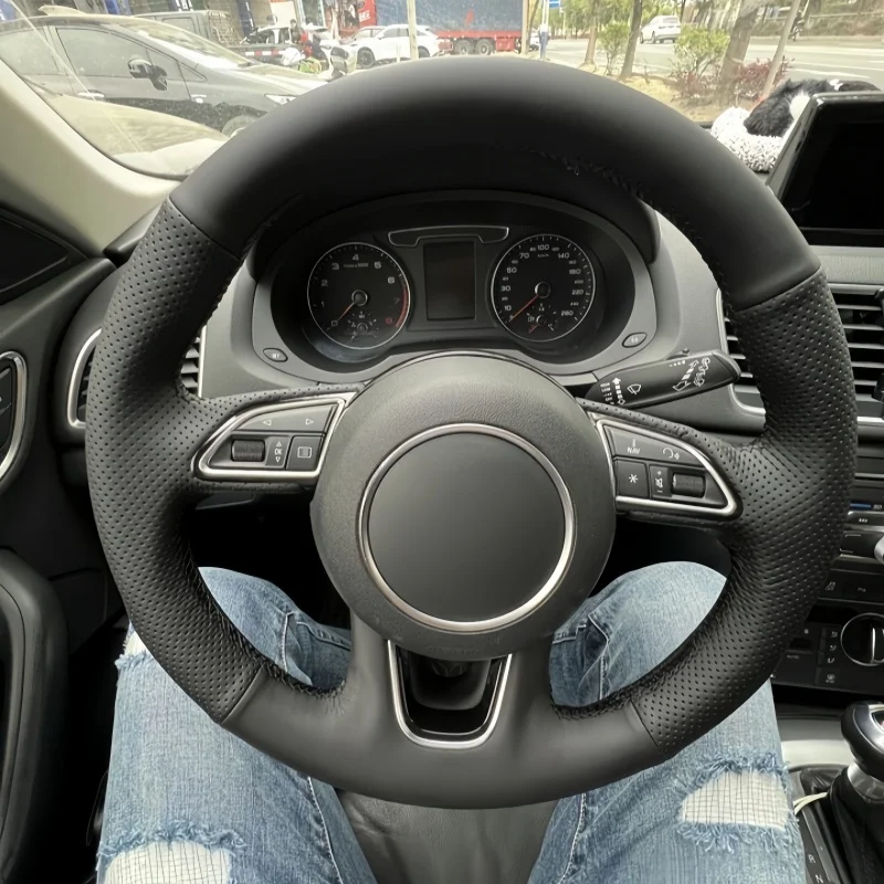 Prispôsobenie šijacieho krytu koženého volantu pre mikrovlákna pre Audi A1 8x A3 8V A4 B8 A5 8T A6 C7 A7 A8 D4 Q3 8U Q5 8 Príslušenstvo