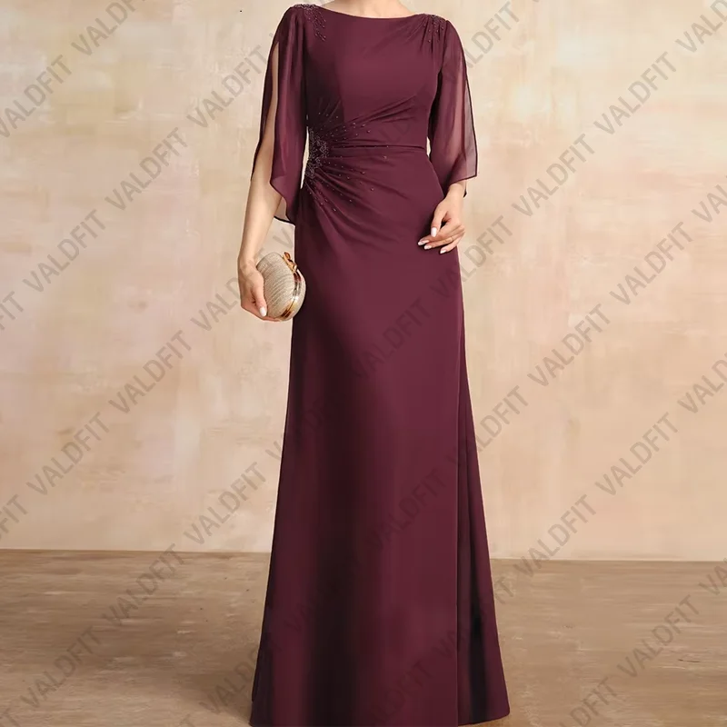 Prispôsobená dlhá morská panna Burgundsko Matka nevesty šaty korálky svadobné spoločenské šaty Vestidos de Fiestas Elegantes Mujer Boda