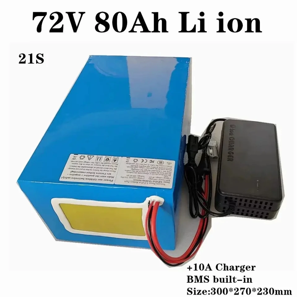 Prispôsobené 21S 77,7V 80AH NIE 72V 80AH Li ion batéria s BMS 21S pre 4KW 5KW Ebike Motorcycle Golf CART+10A Charger