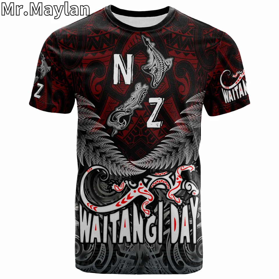 Prispôsobené 3D tlač Nového Zélandu Tričko Waitangi Day Nový Zéland mapa strieborné papradie Tshirt Men Dám