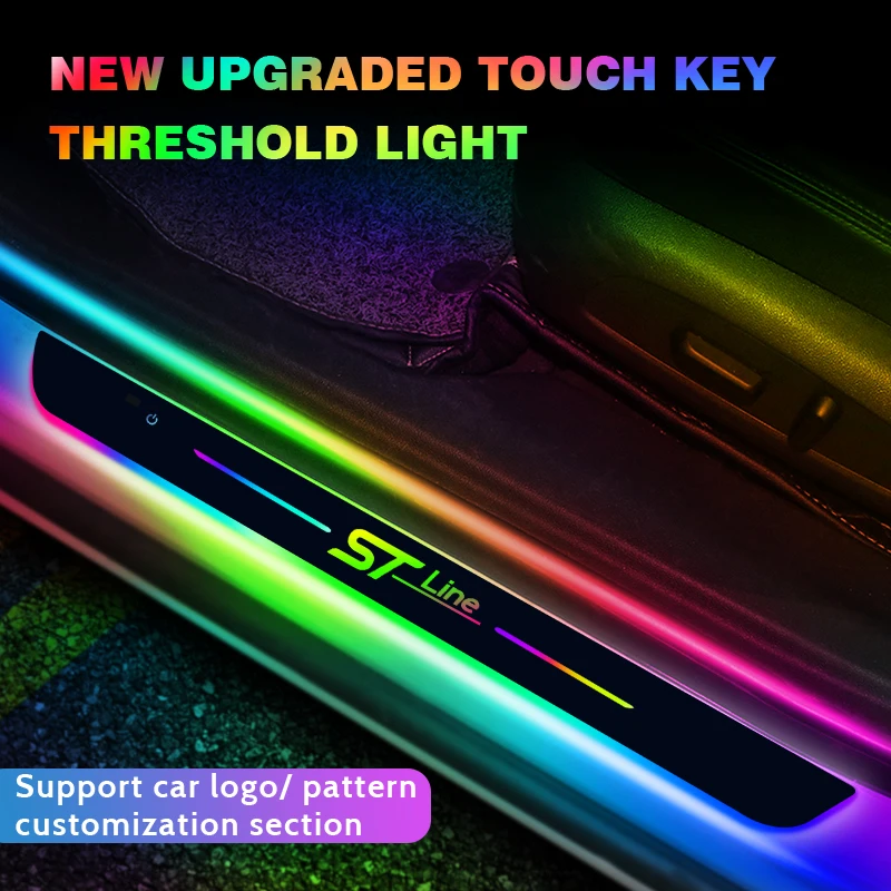Prispôsobené autá Dverové svetlo LED LED LED uvítacie pedálové prúžkové lampa pre Ford St Line Focus Kuga Fiesta Escape Ecosport