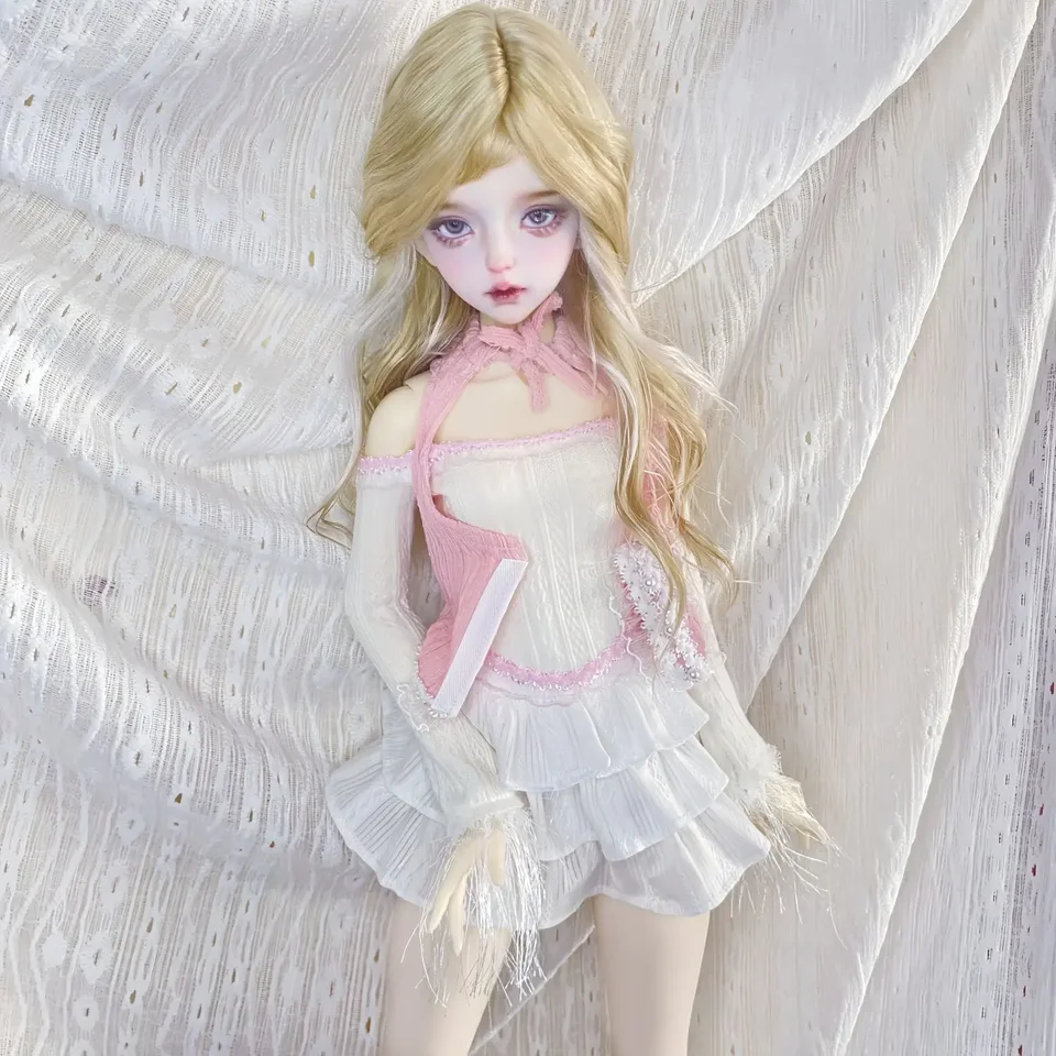 (Prispôsobené) Doll's Clother pre 60/45 cm BJD Doll White Top, vesta, biela alebo ružová sukňa darček 1/3 1/4 bábiky, bez bábiky
