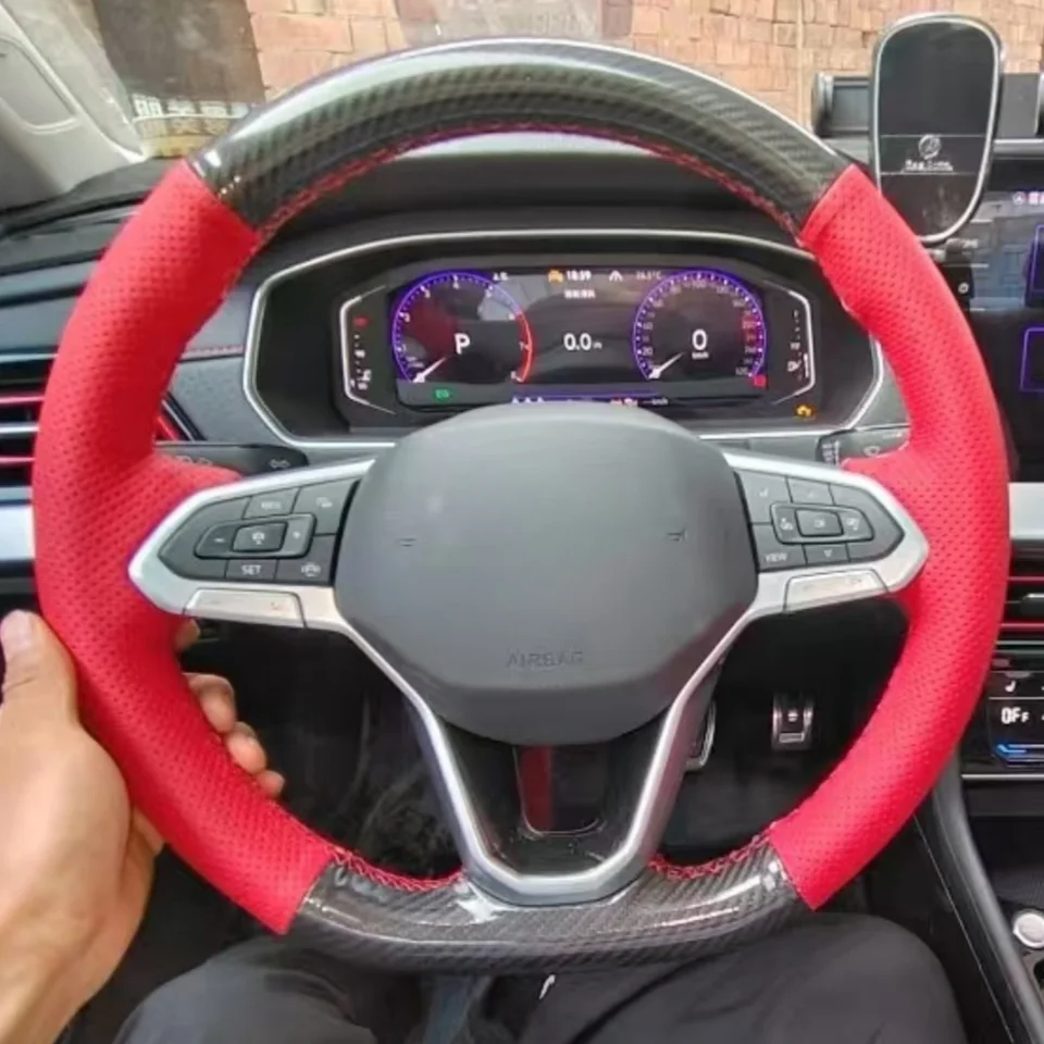 Prispôsobené krytiny volantu automobilu DIY uhlíkové vlákno pretrvávajúce pre Volkswagen VW Golf 8 ID.3 Arteon Caddy Passat 2019-2022