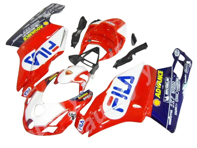 Prispôsobené motocyklové doplnky Fairings Kit pre Ducati 749 999 2003 2004 03 04 Vstrekovanie horúcej červenej bielej modrej karosérie