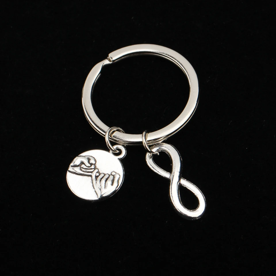 Prispôsobené módne nekonečné kľúče darčeky Pinky sľub pre milovníkov páry priateľka priateľka Najlepší priateľ DIY šperky Keychain