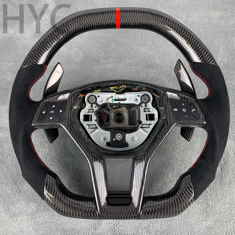 Prispôsobené pre Mercedes-Benz CLS CLA W203 W204 W205 W213 W212 W215 volant uhlíkových vlákien Alcantara