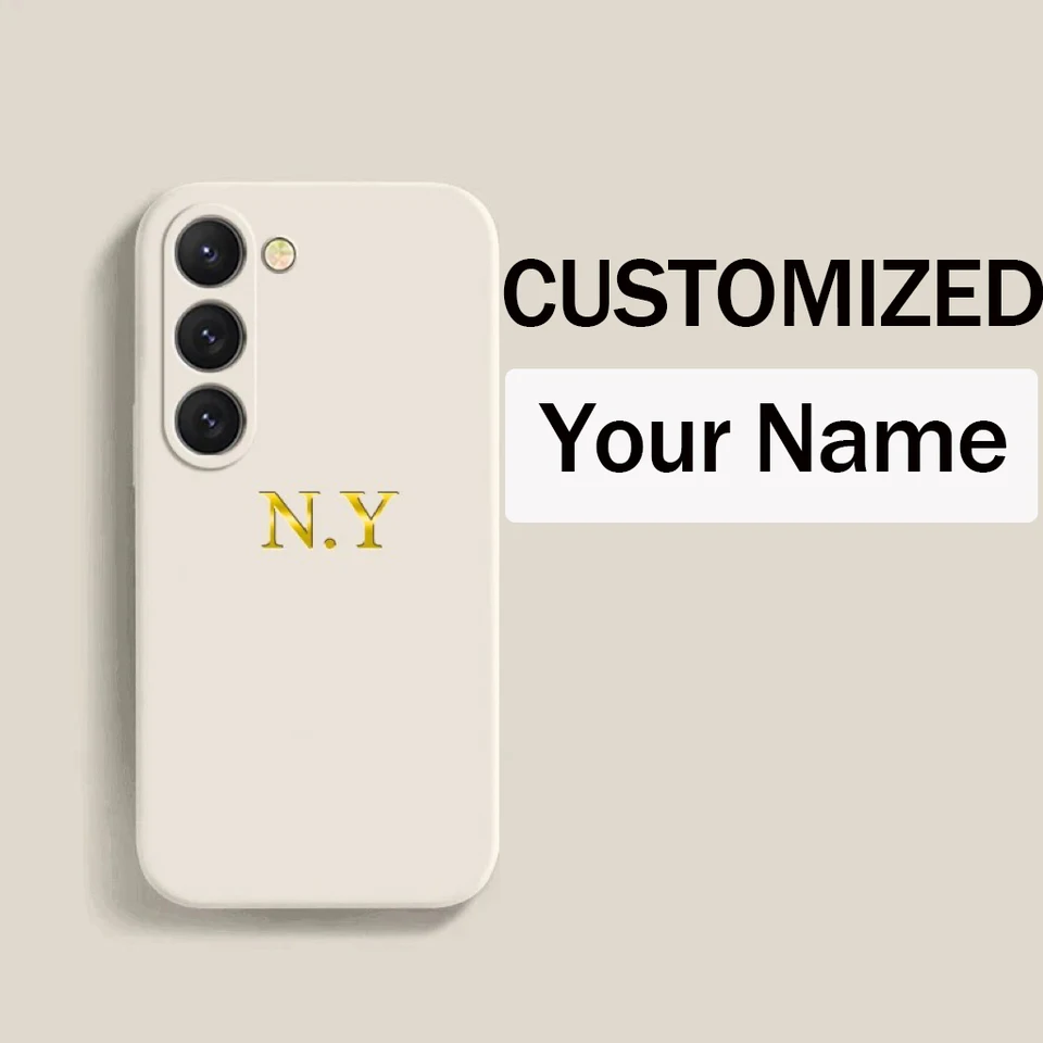 Prispôsobené prispôsobené meno 3D vyryté iniciály zlaté písmená Soft DIY puzdro pre Samsung A55 A54 A53 A52 A52S A51 4G 5G Cover