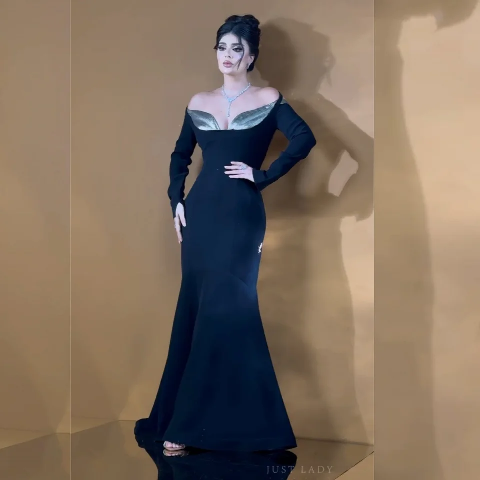 Prispôsobené sexy dres Pleat morská panna mimo ramena midi šaty večerné šaty klasické vynikajúce moderný štýl peštiny chine